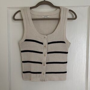 Z Supply Cream and Black Striped Knit Tank Top